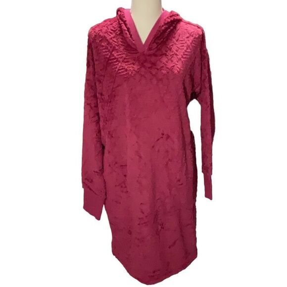 Nautica Burgundy Hooded Fleece Pullover Sleepwear Pockets Warm Robe Medium NWT - Picture 1 of 8
